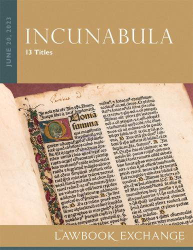 The Lawbook Exchange Ltd, Incunabula: 13 Titles