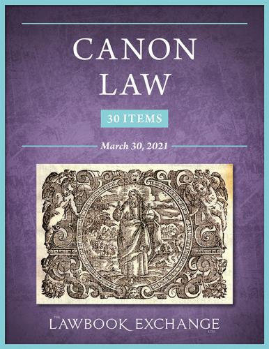 The Lawbook Exchange Ltd, Canon Law: 30 Items
