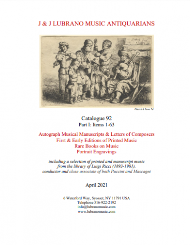 J & J Lubrano Music,  Catalogue 92 Part I