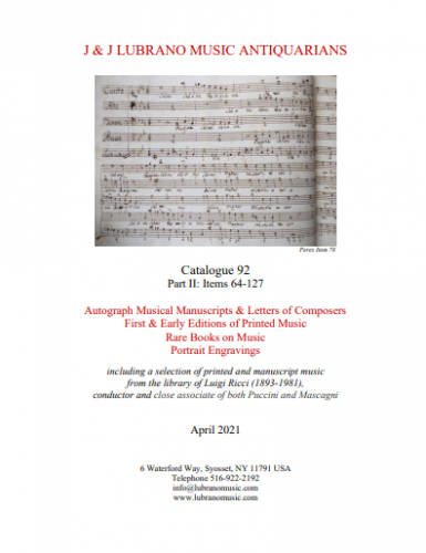 J & J Lubrano Music, Catalogue 92 Part II