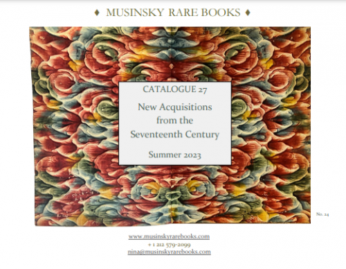 Nina Musinsky, Catalogue 27: New acquisitions from the Seventeenth Century