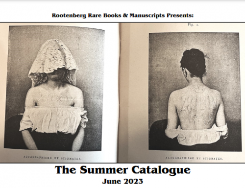 Rootenberg Rare Books & Manuscripts, The Summer Catalogue