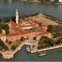 St. Lazaro Library in Venice, aerial