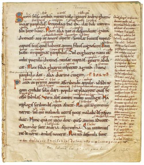 Publius Terentius Afer, Comoediae, Manuscript on Vellum, 13th Century, disbound. 